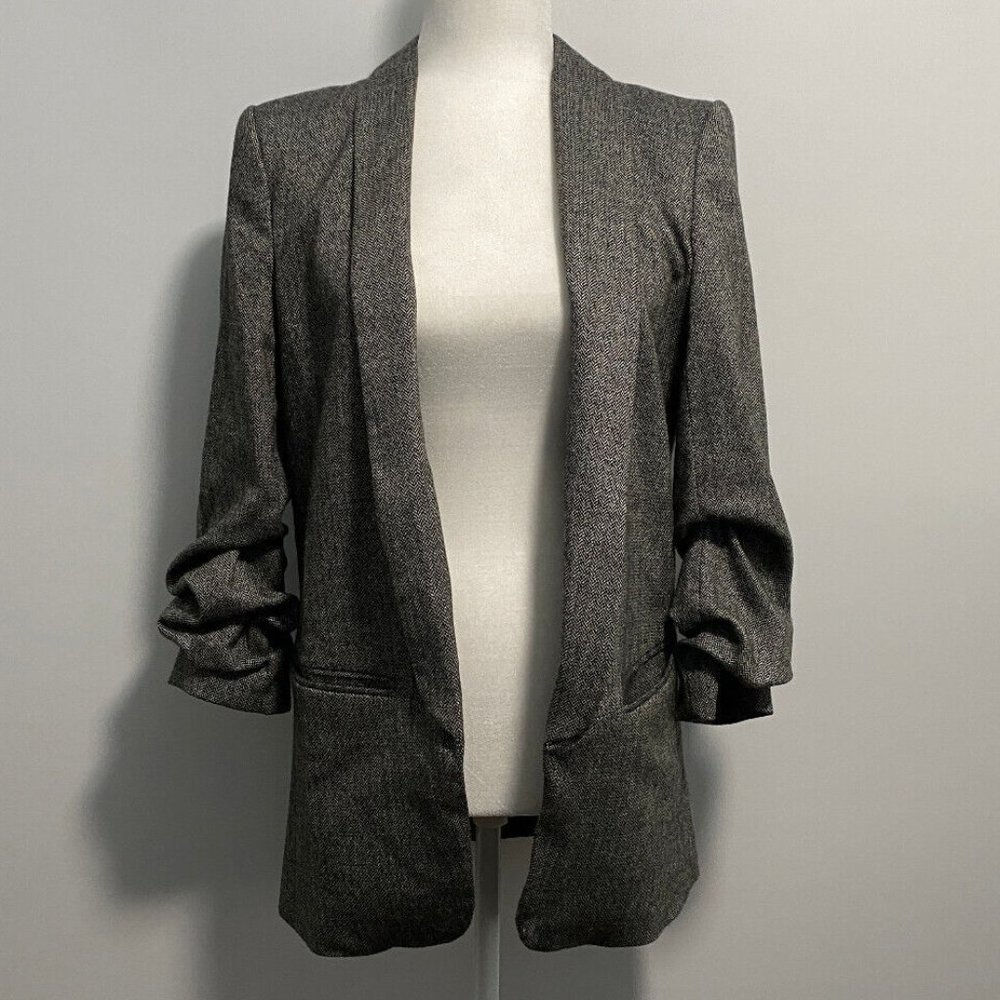 Zara Woman‎ Grey Rolled Up Sleeves Blazer Sz S